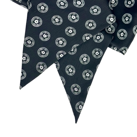 Black White Flower Power Long Head Scarf Hair Tie Belt - Picture 3 of 8